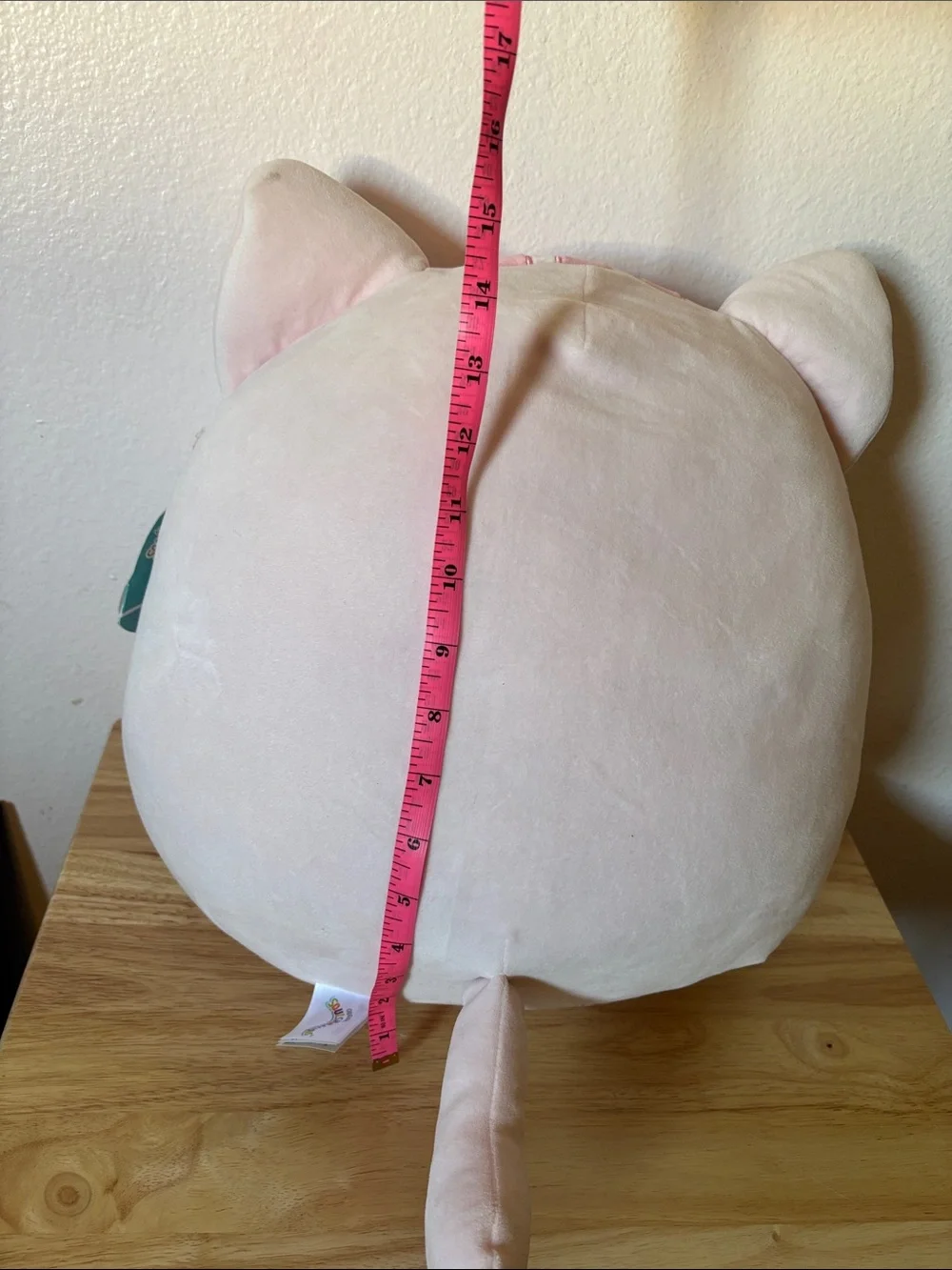Squishmallows Pink Cat Plush Pillow with Cupcake Accent